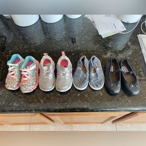 Lot of size 7 toddler shoes. Nike, New Balance, Toms and dress shoes.